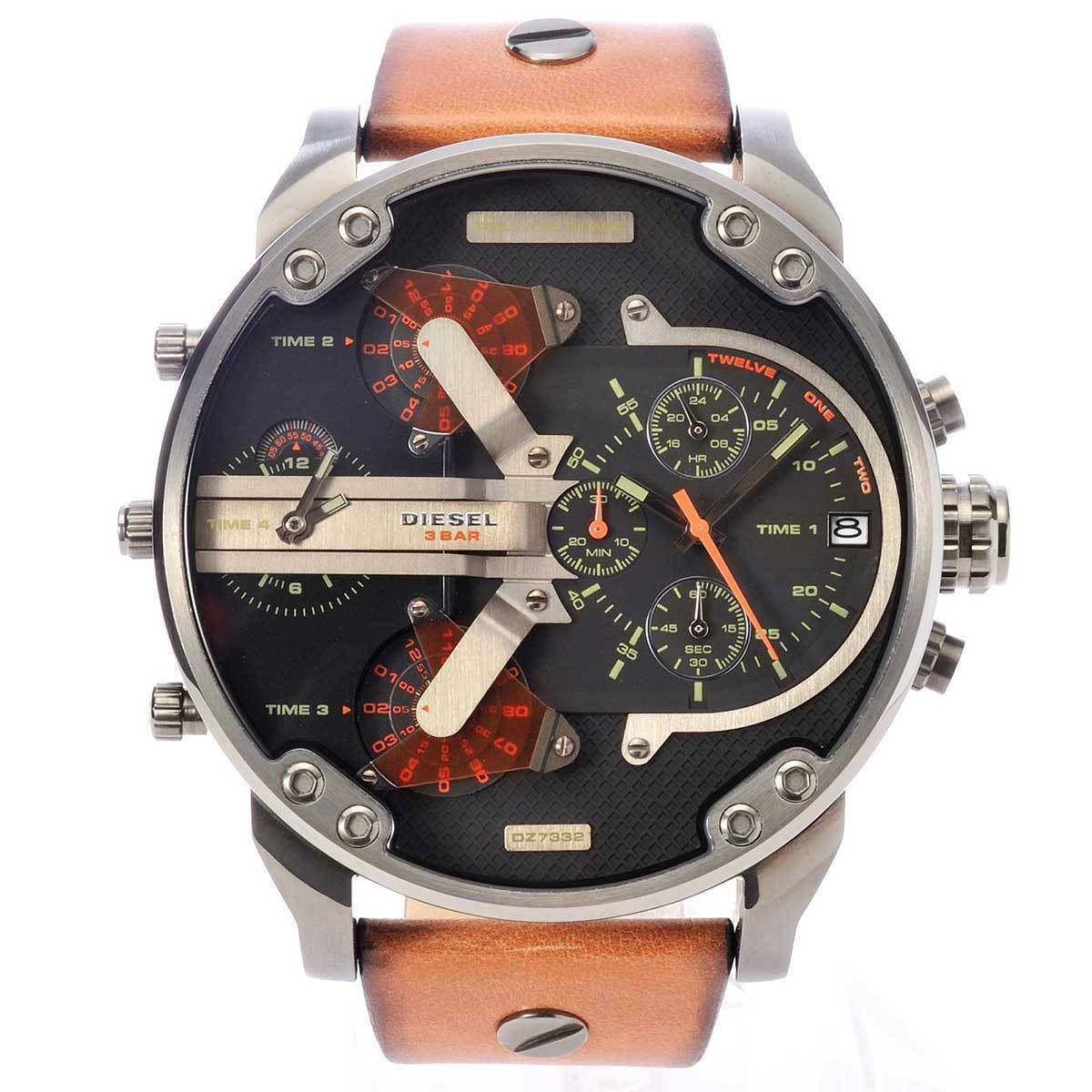  Shop Authentic Diesel Mr Daddy 2.0 Black Dial Brown Leather Strap Watch For Men - DZ7332 - Luxxuri
