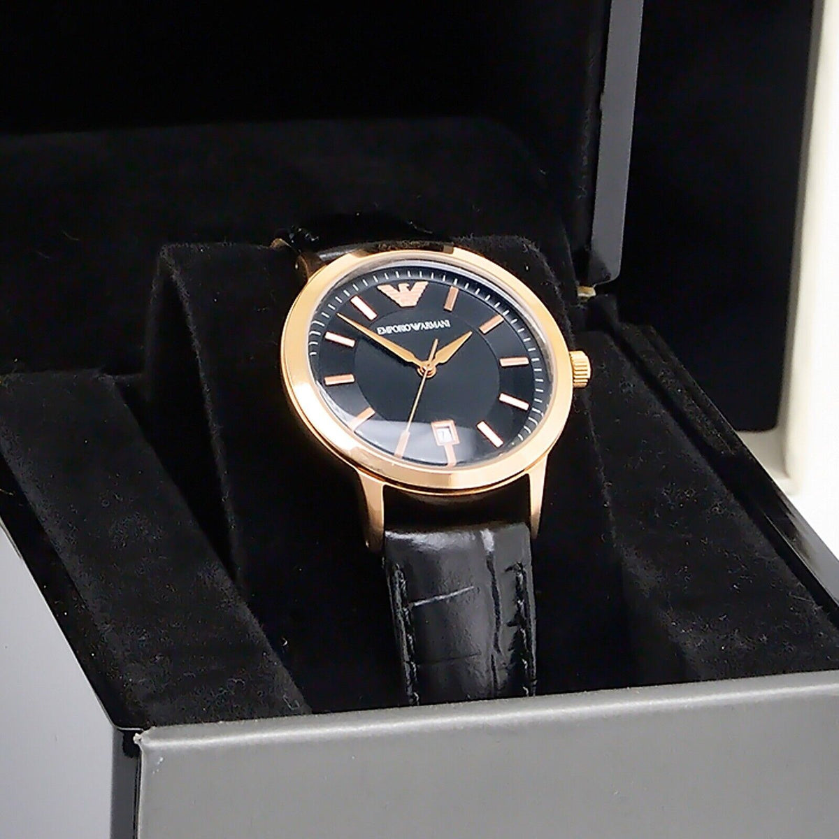  Shop Authentic Emporio Armani Classic Black Dial Black Leather Strap Watch For Women - AR9022 - Luxxuri