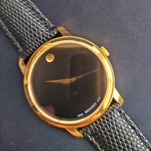  Shop Authentic Movado Museum Black Dial Black Leather Strap Watch For Women - 2100006 - Luxxuri