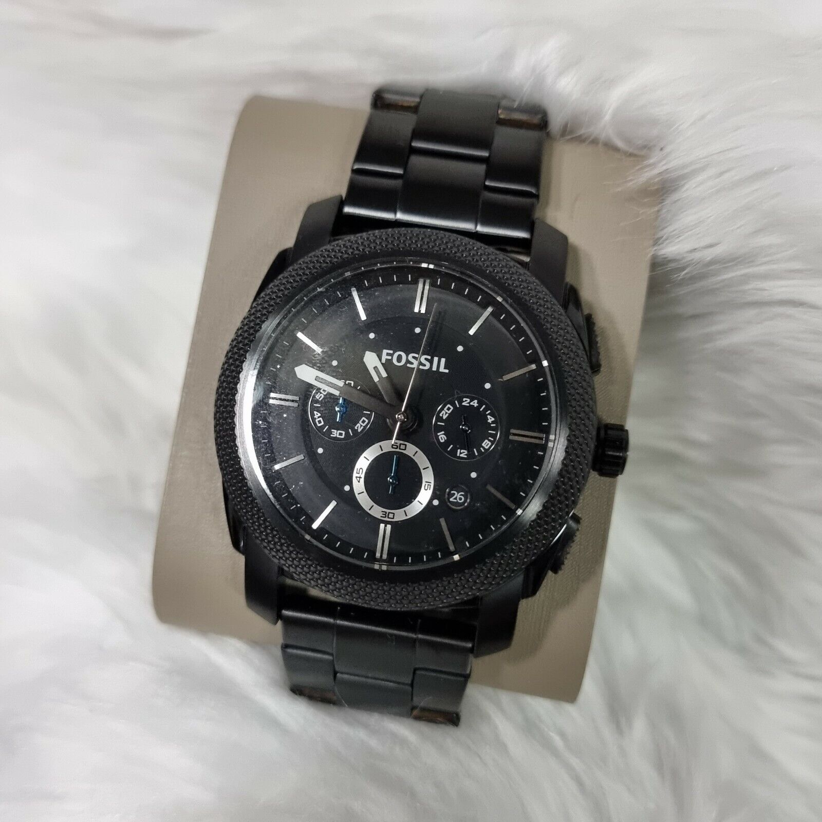  Shop Authentic Fossil Machine Chronograph Black Dial Black Steel Strap Watch for Men - FS4552 - Luxxuri