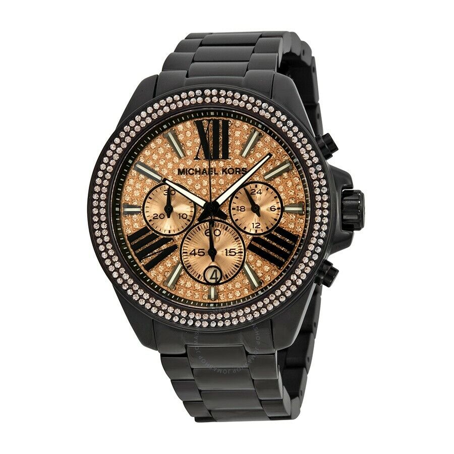  Shop Authentic Michael Kors Wren Chronograph Gold Diamonds Dial Black Steel Strap Watch for Women - MK5879 - Luxxuri