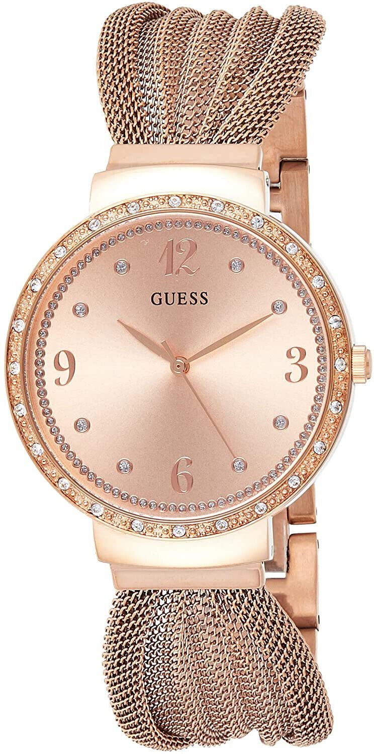  Shop Authentic Guess Chiffon Rose Gold Dial Mesh Bracelet Watch For Women - W1083L3 - Luxxuri