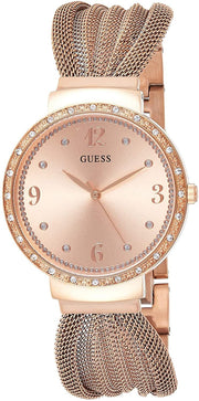  Shop Authentic Guess Chiffon Rose Gold Dial Mesh Bracelet Watch For Women - W1083L3 - Luxxuri