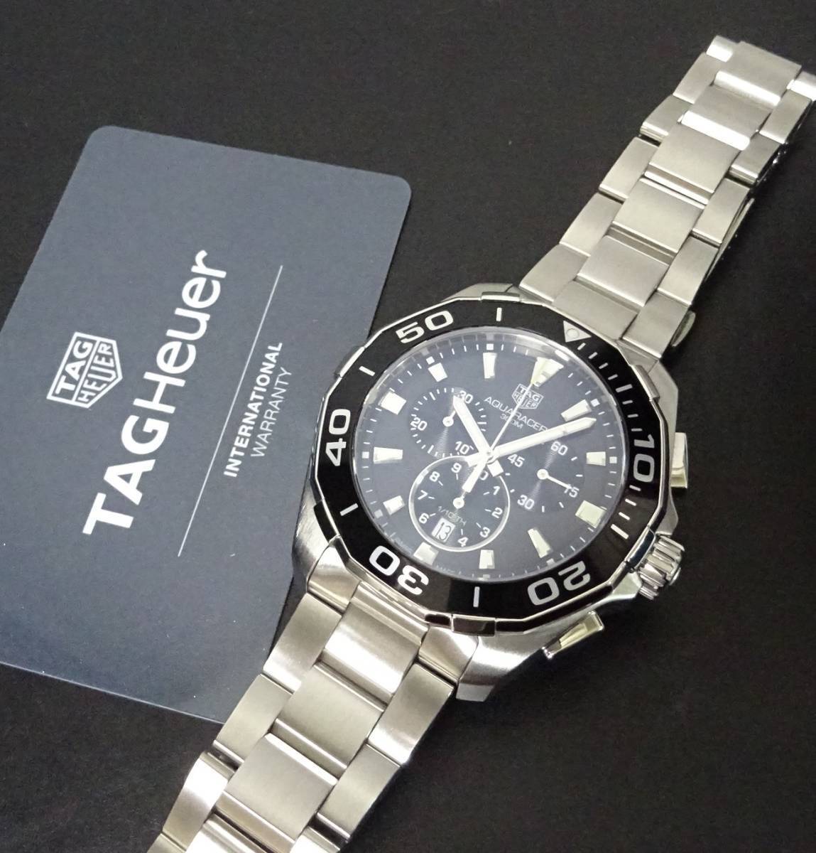  Shop Authentic Tag Heuer Aquaracer Quartz Chronograph Black Dial Silver Steel Strap Watch for Men - CAY111A.BA0927 - Luxxuri
