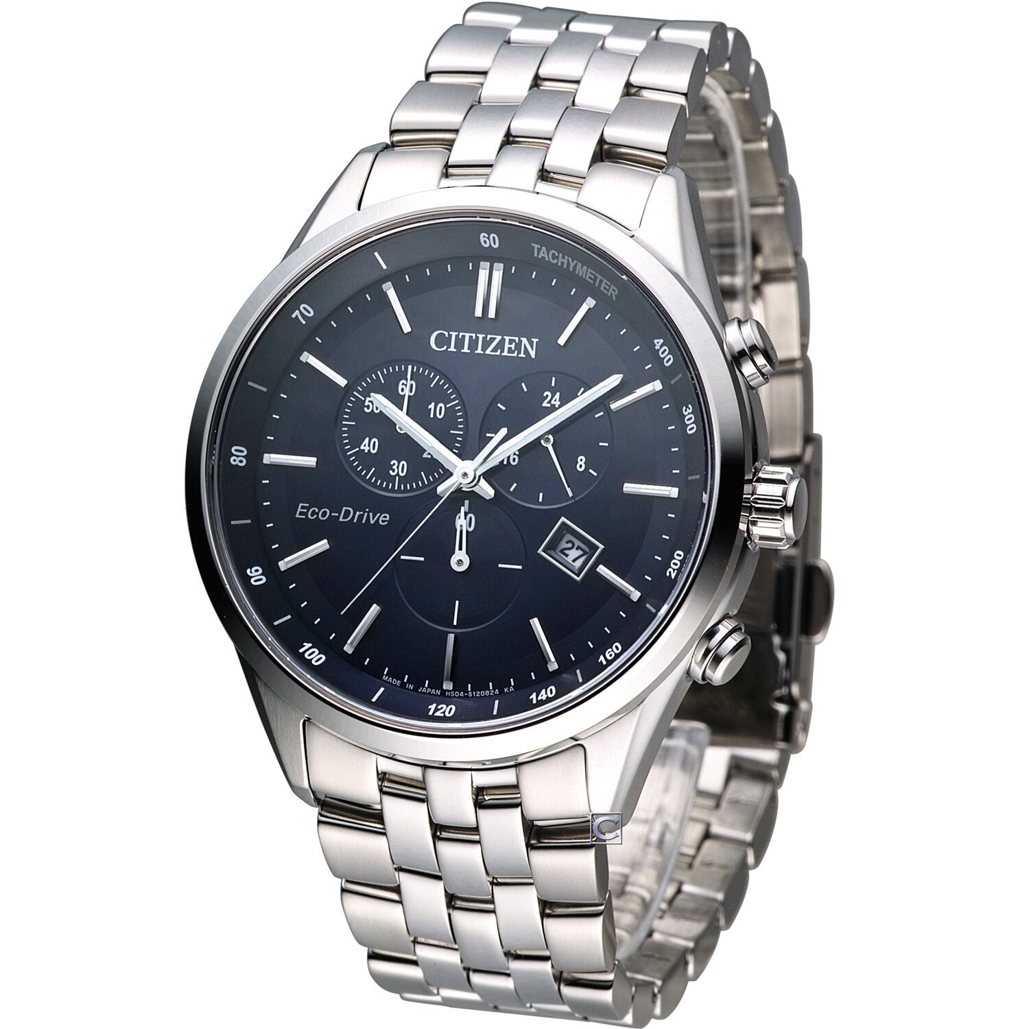  Shop Authentic Citizen Eco Drive Chronograph Blue Dial Silver Steel Strap Watch For Men - AT2140-55L - Luxxuri