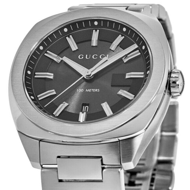  Shop Authentic Gucci GG2570 Quartz Black Dial Silver Steel Strap Watch For Men - YA142301 - Luxxuri