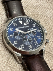  Shop Authentic Michael Kors Gage Chronograph Blue Dial Brown Leather Strap Watch For Men - MK8362 - Luxxuri