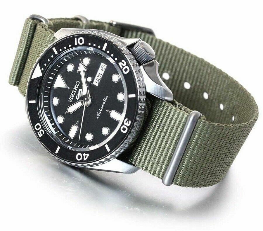  Shop Authentic Seiko 5 Sport Automatic Black Dial Green Nylon Strap Watch For Men - SRPD65K4 - Luxxuri