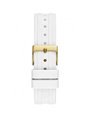  Shop Authentic Guess Heiress Diamonds Gold Dial White Rubber Strap Watch for Women - GW0407L2 - Luxxuri