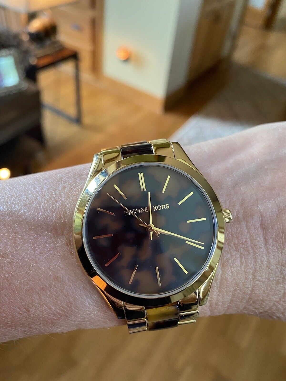  Shop Authentic Michael Kors Slim Runway Tortoise Shell Dial Two Tone Steel Strap Watch for Women - MK4284 - Luxxuri
