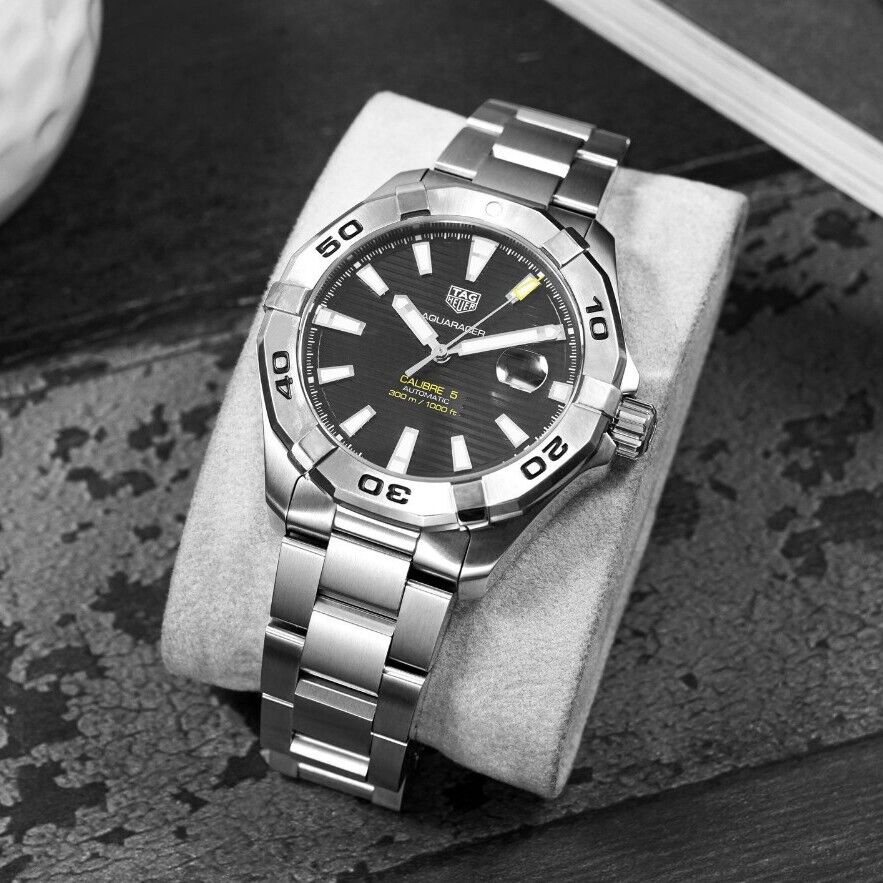  Shop Authentic Tag Heuer Aquaracer Automatic Black Dial Silver Steel Strap Watch for Men - WAY2010.BA0927 - Luxxuri