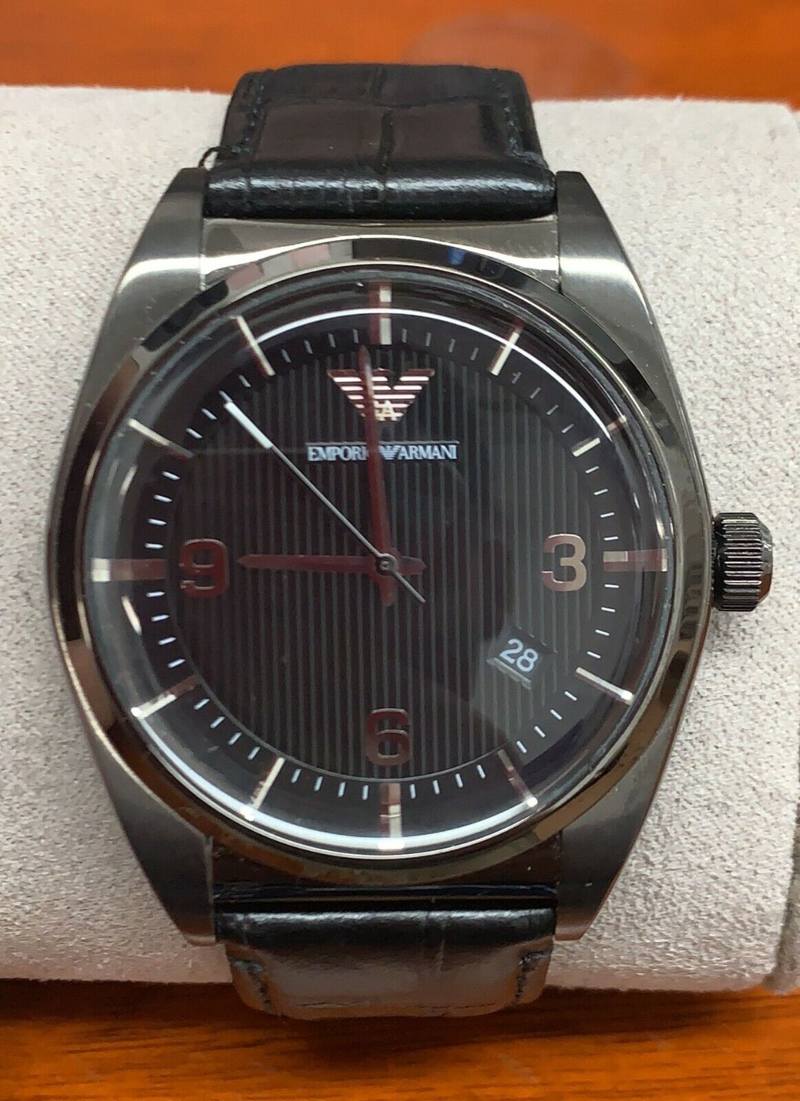  Shop Authentic Emporio Armani Franco Black Dial Black Leather Strap Watch For Men - AR0368 - Luxxuri