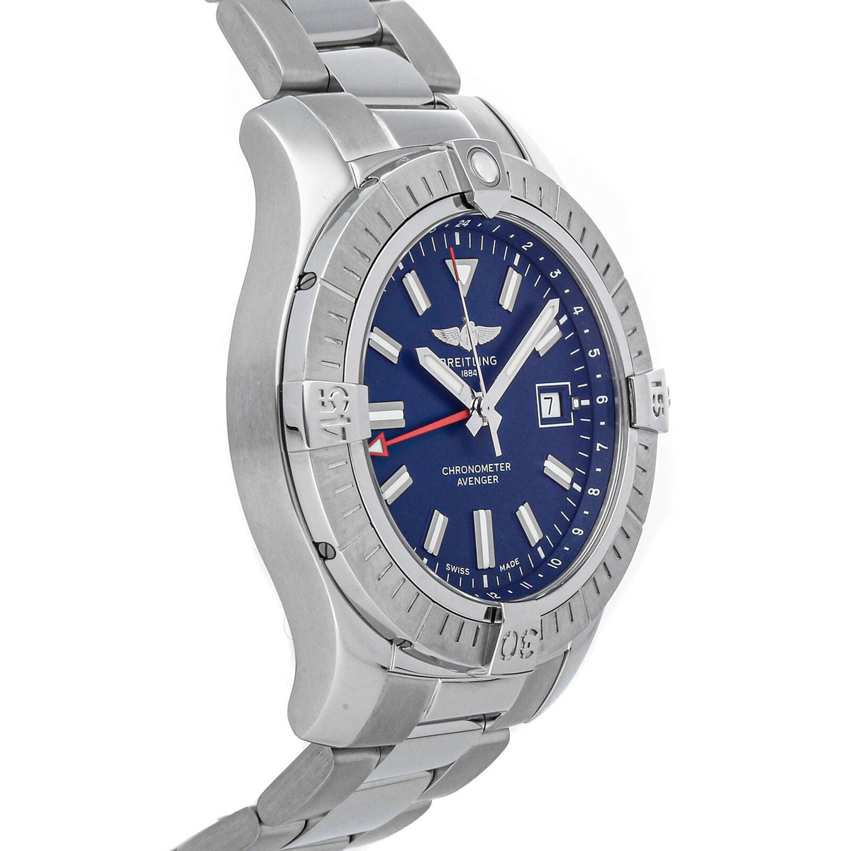  Shop Authentic Breitling Avenger Automatic GMT 45 Blue Dial Silver Steel Strap Watch for Men - A32395101C1A1 - Luxxuri