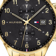  Shop Authentic Tommy Hilfiger West Chronograph Quartz Black Dial Gold Steel Strap Watch For Men - 1791708 - Luxxuri