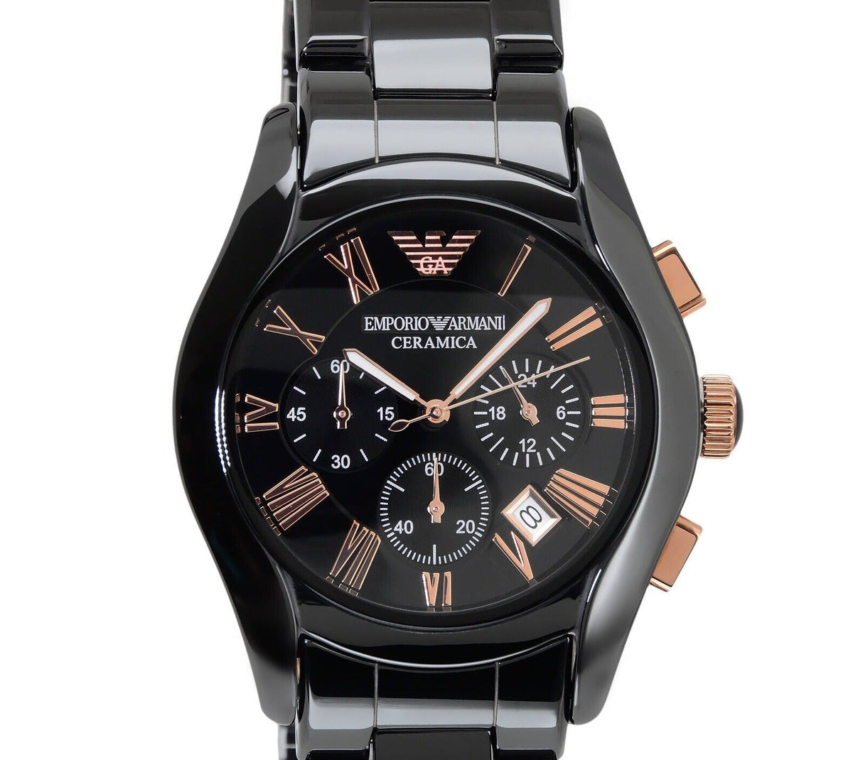  Shop Authentic Emporio Armani Valente Ceramica Chronograph Black Dial Black Steel Strap Watch For Men - AR1410 - Luxxuri