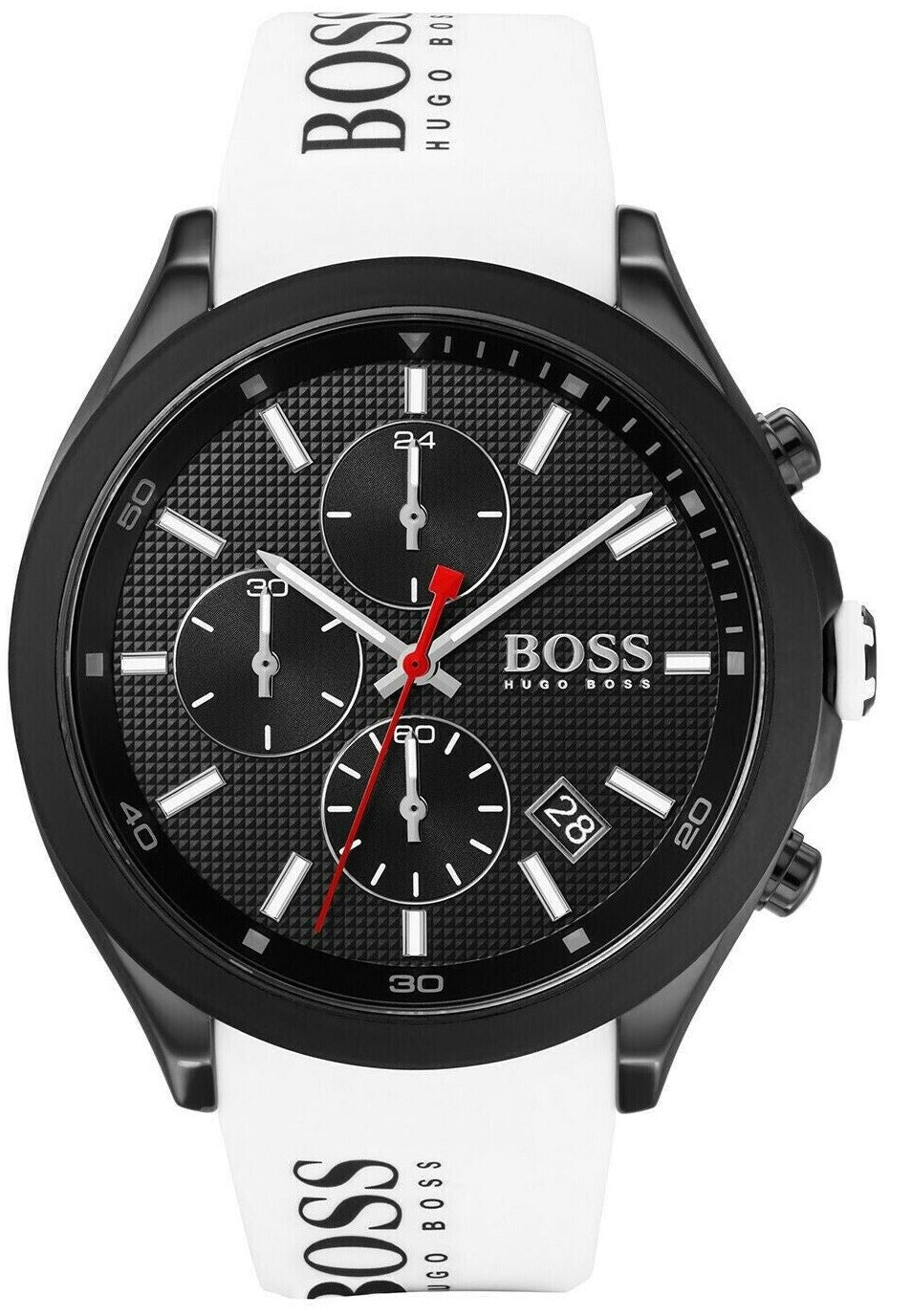  Shop Authentic Hugo Boss Velocity Black Dial White Rubber Strap Watch for Men - 1513718 - Luxxuri