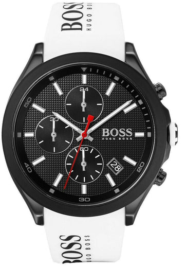  Shop Authentic Hugo Boss Velocity Black Dial White Rubber Strap Watch for Men - 1513718 - Luxxuri