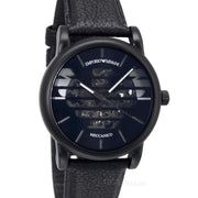  Shop Authentic Emporio Armani Meccanico Quartz Black Dial Black Leather Strap Watch For Men - AR60032 - Luxxuri