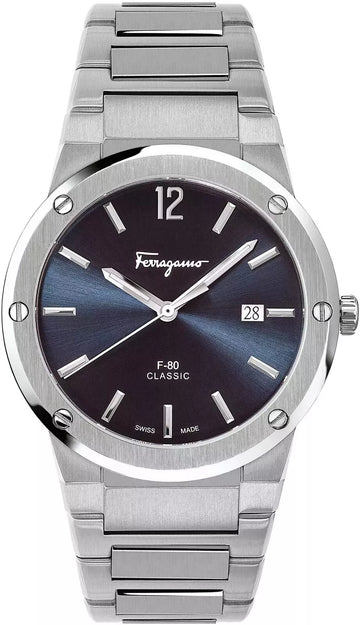  Shop Authentic Salvatore Ferragamo F-80 Classic Black Dial Silver Steel Strap Watch for Men - SFDT00239 - Luxxuri