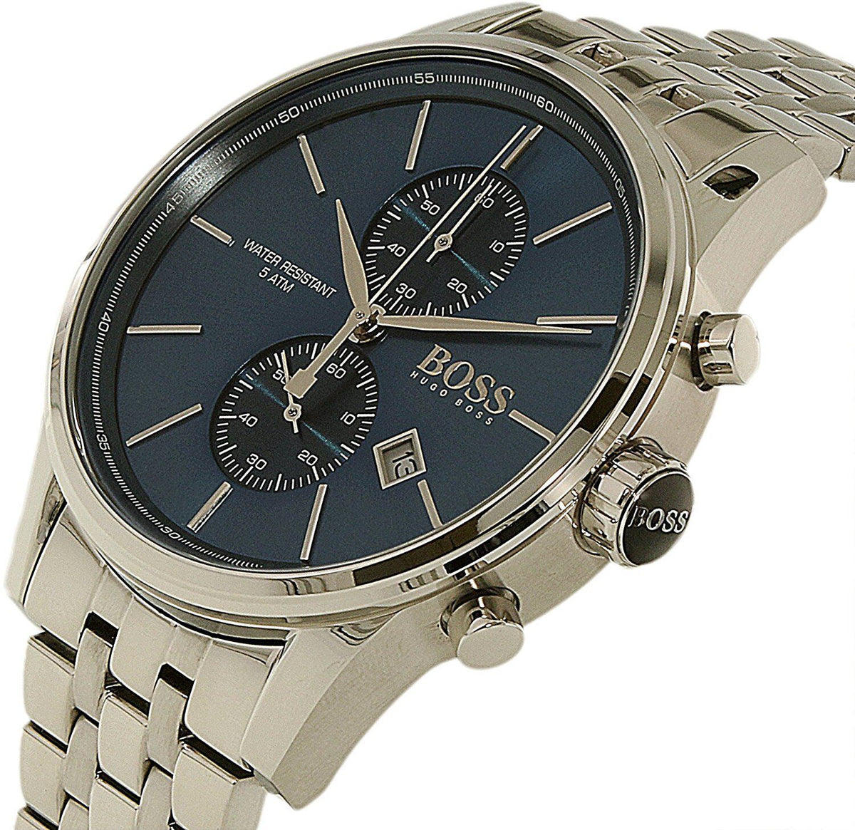  Shop Authentic Hugo Boss Jet Blue Dial Silver Steel Strap Watch for Men - 1513384 - Luxxuri