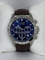  Shop Authentic Hugo Boss Ikon Blue Dial Black Leather Strap Watch for Men - 1513176 - Luxxuri
