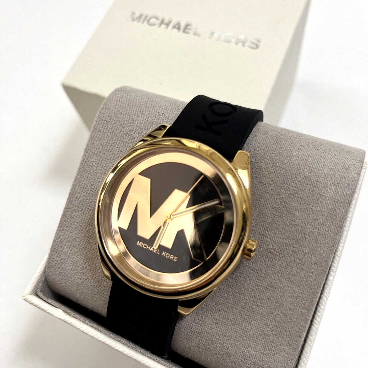  Shop Authentic Michael Kors Janelle Quartz Black Dial Black Rubber Strap Watch For Women - MK7313 - Luxxuri