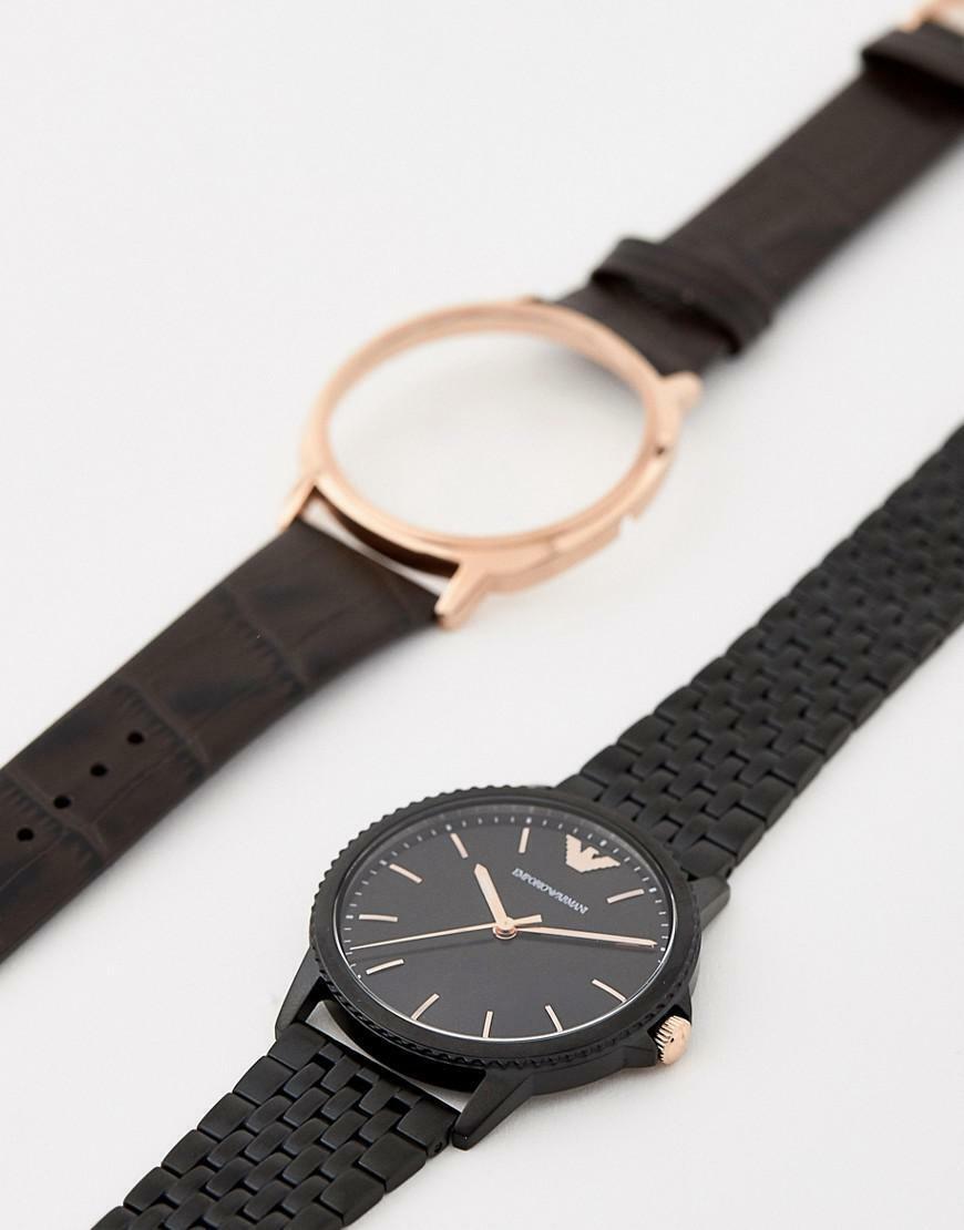  Shop Authentic Emporio Armani Interchangeable Black Dial Black Steel Strap Watch For Men - AR80021 - Luxxuri