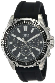  Shop Authentic Fossil Garrett Chronograph Black Dial Black Rubber Strap Watch for Men - FS5624 - Luxxuri