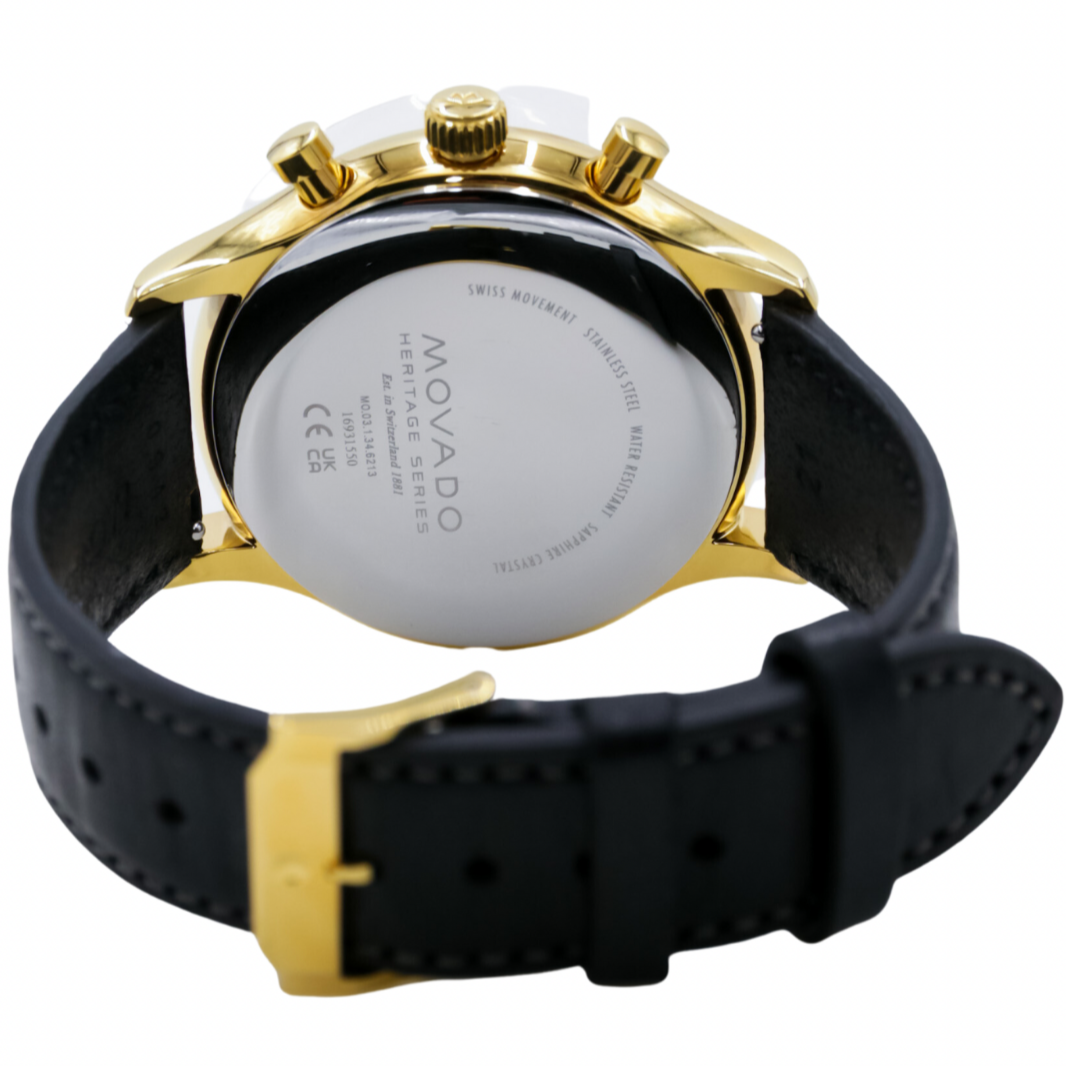  Shop Authentic Movado Heritage Chronograph Calendoplan Blue Dial Black Leather Strap Watch for Men - 3650006 - Luxxuri