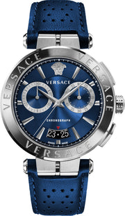  Shop Authentic Versace Aion Chronograph Blue Dial Blue Leather Strap Watch for Men - VE1D01220 - Luxxuri