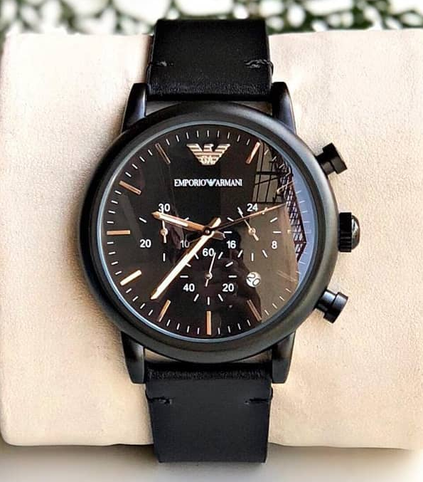  Shop Authentic Emporio Armani Dress Chronograph Black Dial Black Leather Strap Watch For Men - AR1918 - Luxxuri