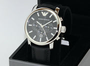  Shop Authentic Emporio Armani Classic Chronograph Black Dial Black Leather Strap Watch For Men - AR0431 - Luxxuri