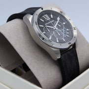  Shop Authentic Michael Kors Brecken Chronograph Black Dial Black Leather Strap Watch For Men - MK8850 - Luxxuri