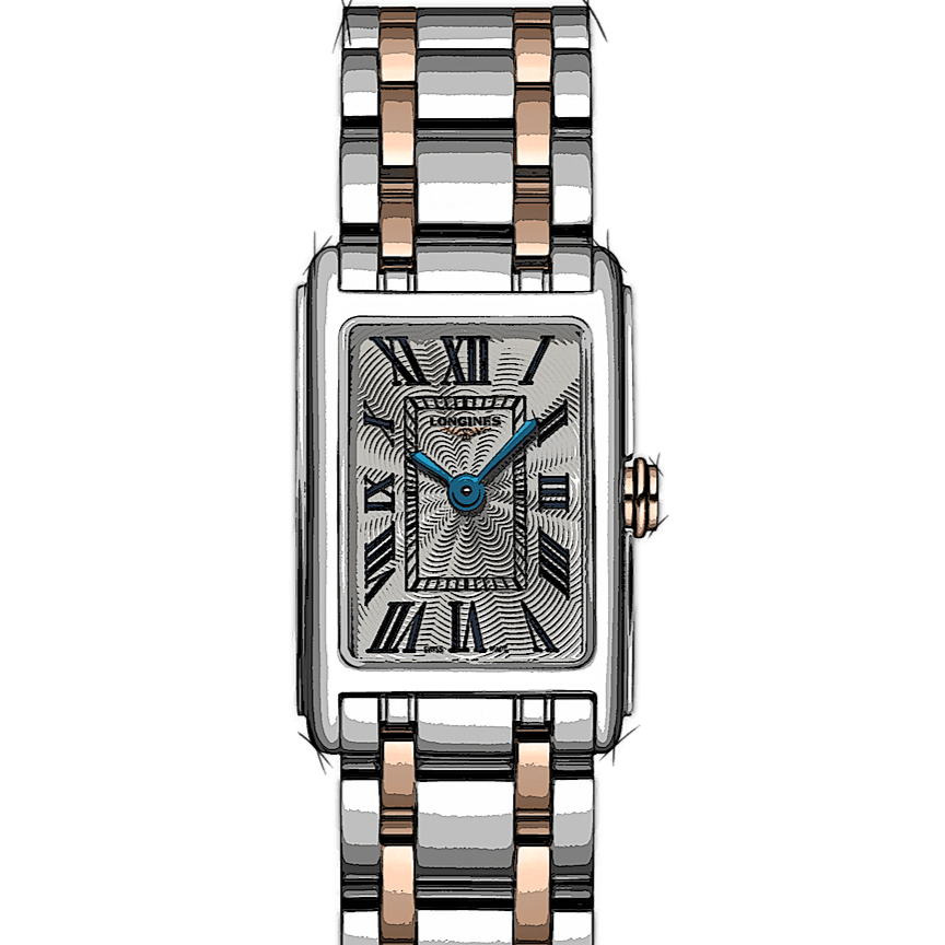  Shop Authentic Longines Dolcevita 18K Gold Silver Dial Two Tone Steel Strap Watch for Women - L5.258.5.71.7 - Luxxuri