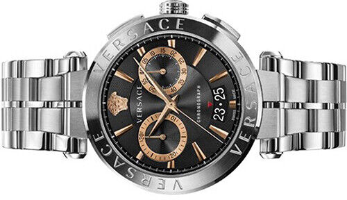  Shop Authentic Versace Aion Chronograph Black Dial Silver Steel Strap Watch For Men - VE1D01019 - Luxxuri