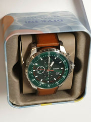  Shop Authentic Fossil Dillinger Luggage Chronograph Green Dial Brown Leather Strap Watch for Men - FS5734 - Luxxuri