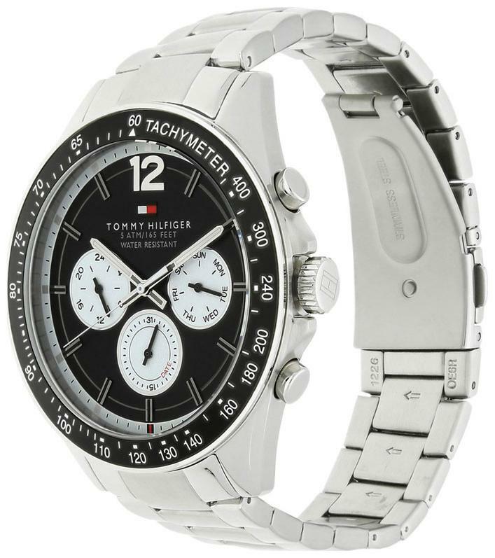  Shop Authentic Tommy Hilfiger Luke Quartz Black Dial Silver Steel Strap Watch for Men - 1791120 - Luxxuri