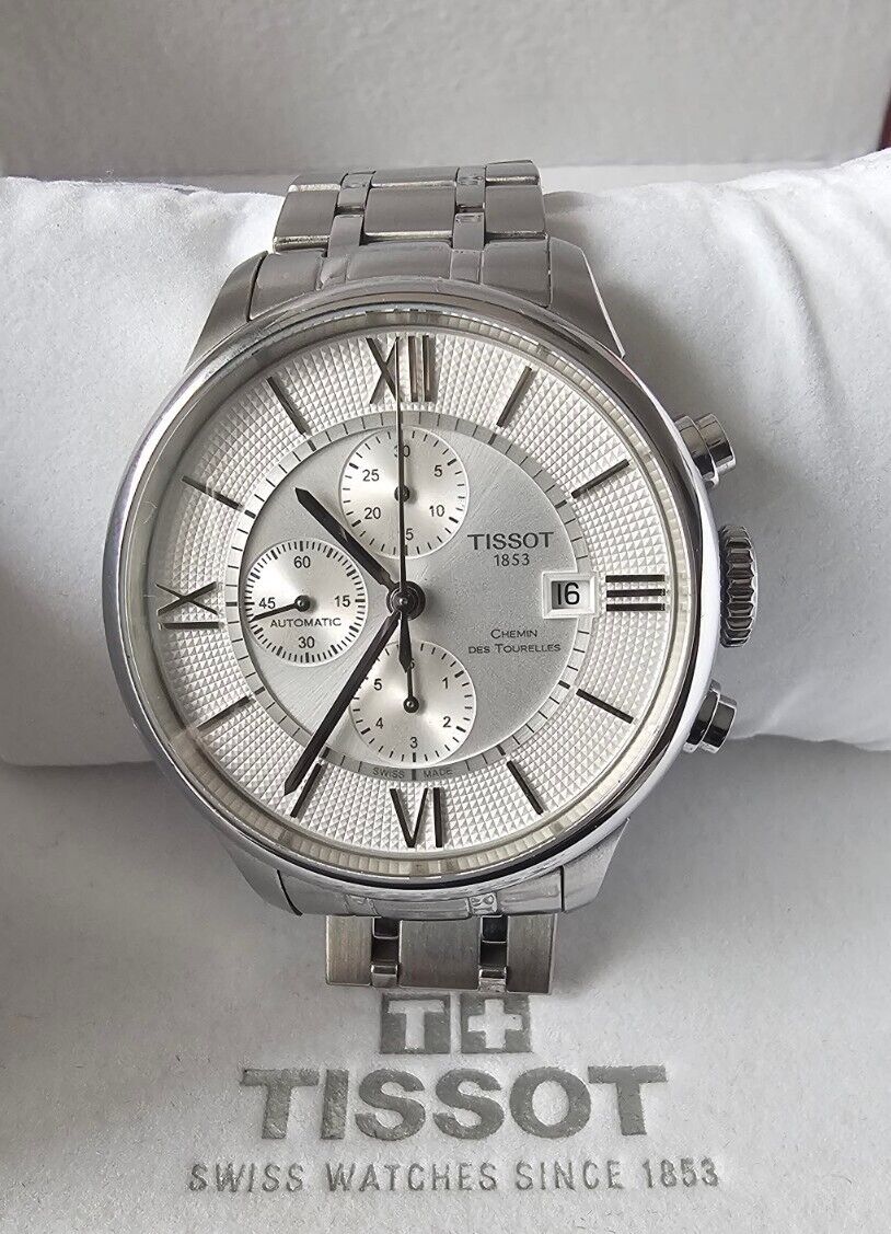  Shop Authentic Tissot Chemin des Tourelles Automatic Chronograph White Dial Silver Steel Strap Watch for Men - T099.427.11.038.00 - Luxxuri