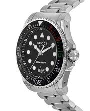  Shop Authentic Gucci Dive Analog Black Dial Silver Steel Strap Watch For Men - YA136208 - Luxxuri