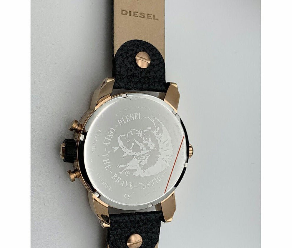  Shop Authentic Diesel Little Daddy Black & Gold Dial Black Leather StrapWatch For Men - DZ7282 - Luxxuri