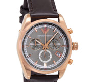 Shop Authentic Emporio Armani Chronograph Gray Dial Brown Leather Strap Watch For Men - AR6043 - Luxxuri