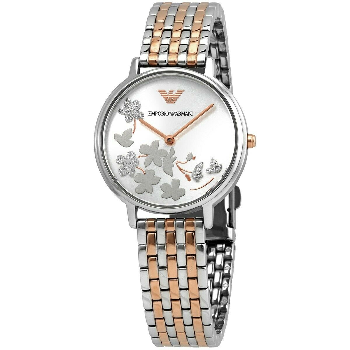  Shop Authentic Emporio Armani Silver Sunray Dial Two Tone Steel Strap Watch For Women - AR11113 - Luxxuri