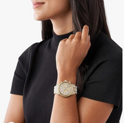  Shop Authentic Michael Kors Ritz Three-Hand Glitz Crystals Gold Dial Gold Steel Strap Watch for Women - MK6747 - Luxxuri