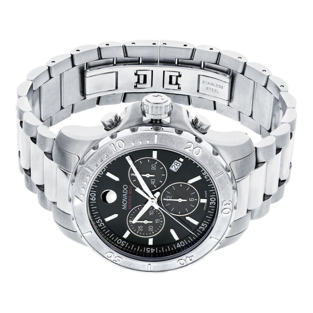  Shop Authentic Movado Series 800 Chronograph Black Dial Silver Steel Strap Watch For Men - 2600110 - Luxxuri