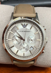  Shop Authentic Emporio Armani Classic Chronograph Silver Dial Brown Leather Strap Watch For Men - AR2471 - Luxxuri
