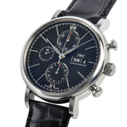  Shop Authentic IWC Portofino Chronograph Black Dial Black Leather Strap Watch for Men - IW391029 - Luxxuri