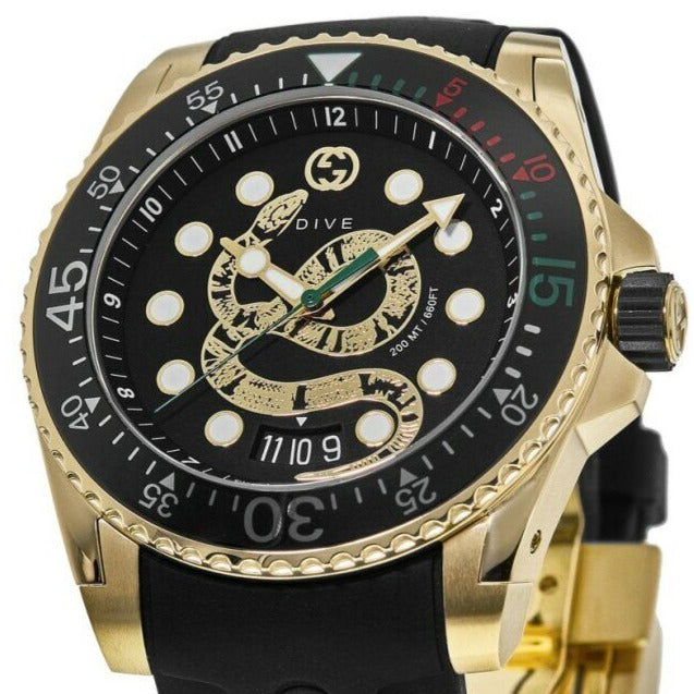 Shop Authentic Gucci Dive Quartz Black Dial Black Rubber Strap Watch For Men - YA136219 - Luxxuri
