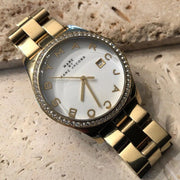  Shop Authentic Marc Jacobs Henry Diamonds White Dial Gold Steel Strap Watch for Women - MBM3045 - Luxxuri