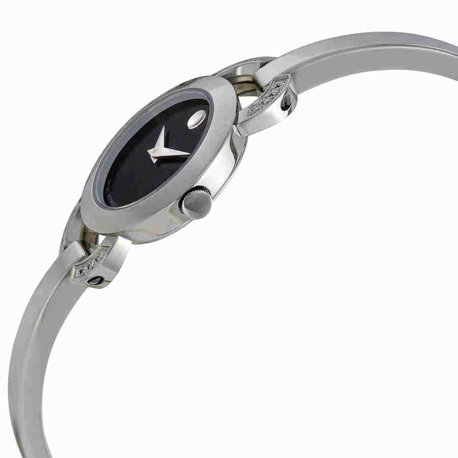  Shop Authentic Movado Rondiro Diamonds Black Dial Silver Steel Strap Watch For Women - 0606798 - Luxxuri