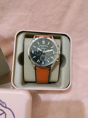  Shop Authentic Fossil Forrester Chronograph Blue Dial Brown Leather Strap Watch for Men -  S5607 - Luxxuri